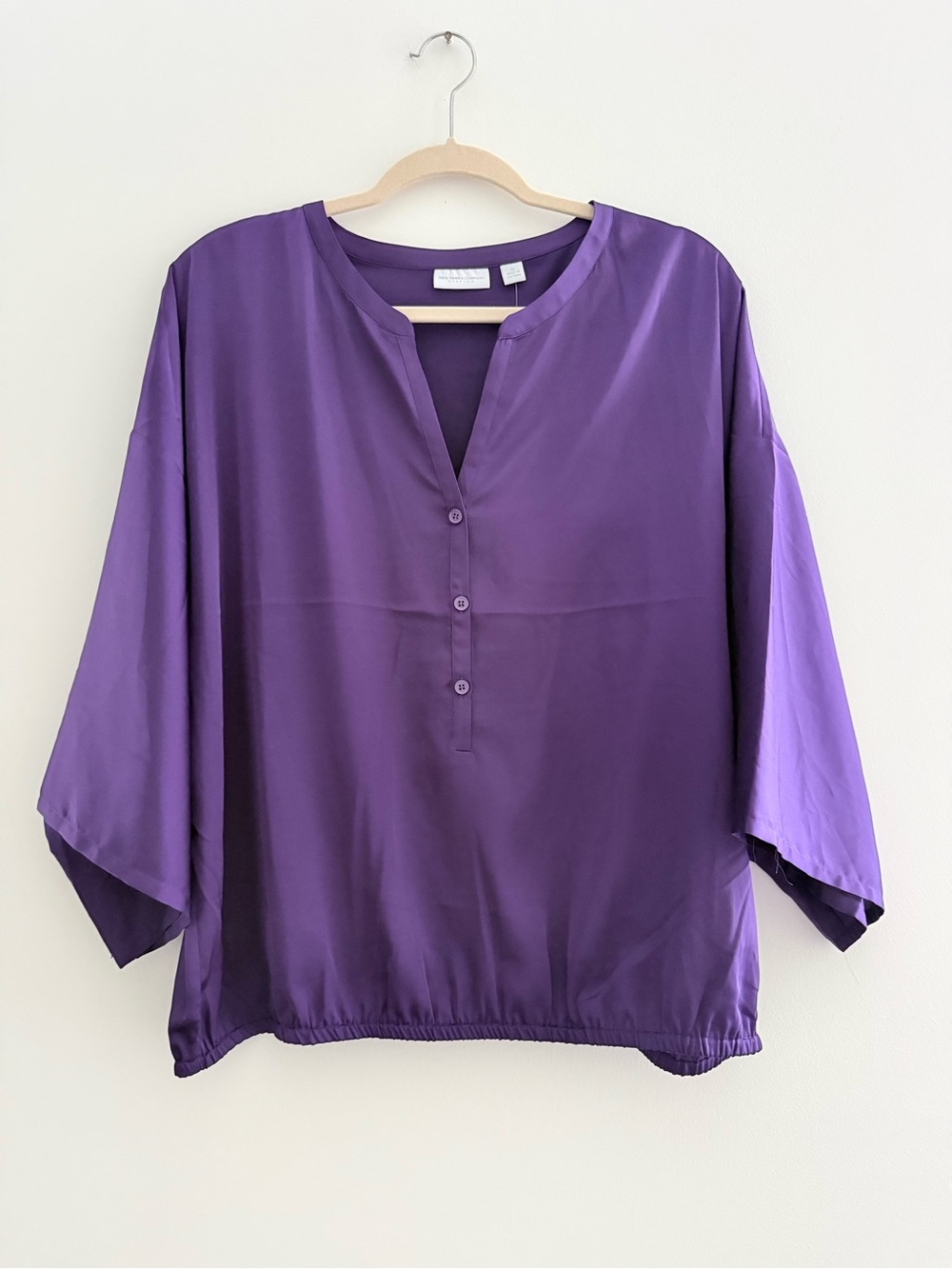 New York & Company Purple Henley Pullover Blouse